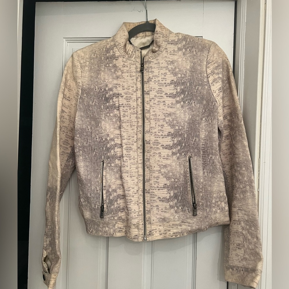 NEW Elie Tahari Faux Snakeskin Moto Jacket